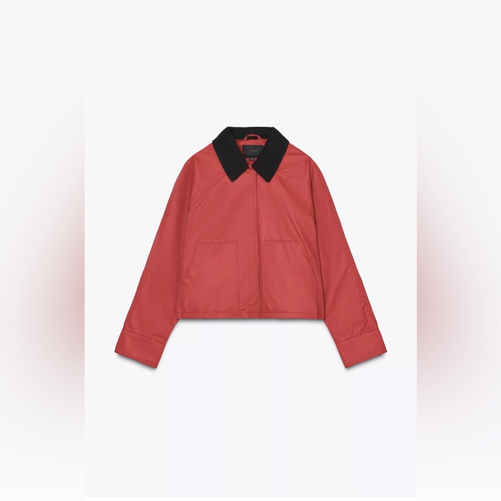 SOLD - ZARA WAXED JACKET WITH CONTRASTING COLLAR